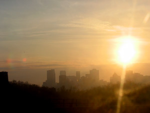 Photo of sunset from Jacques Cartier Bridge in Montreal